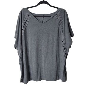 Gray Dolman Sleeve Blouse with Relaxed Fit Size 3XL
